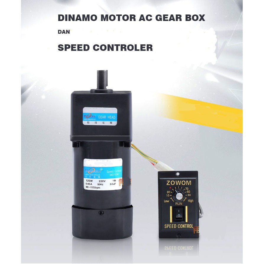 DINAMO MOTOR GEARBOX AC 220V 60 Watt + SPEED CONTROL (RGN)