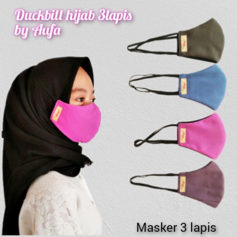 Masker Aufa /Duckbill by Aufa/ Duckbill 3 lapis/ Duckbill hijab /masker Duckbill