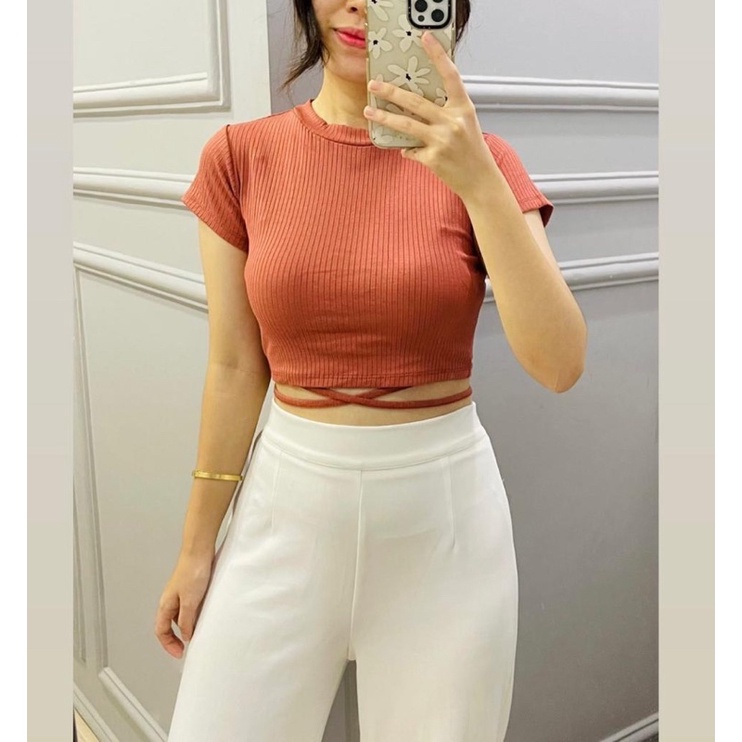 Rope hailey crop top / crop top basic / korean crop top tali / top tali