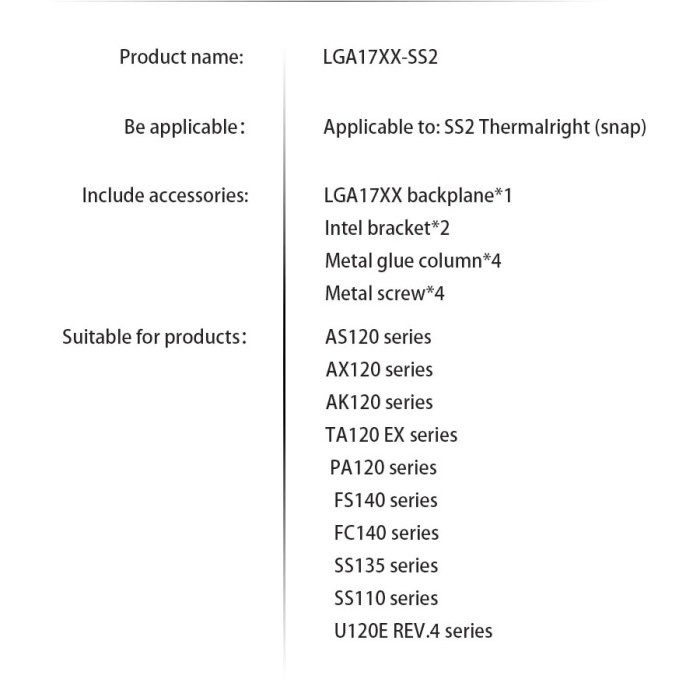 THERMALRIGHT LGA 17XX-SS2 Mounting Kit LGA1700