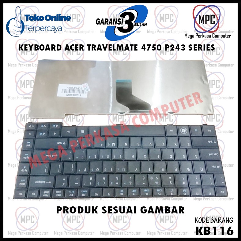 Keyboard Acer Travelmate 4750 4750G 4750Z 4750ZG TM4750 P243 Hitam