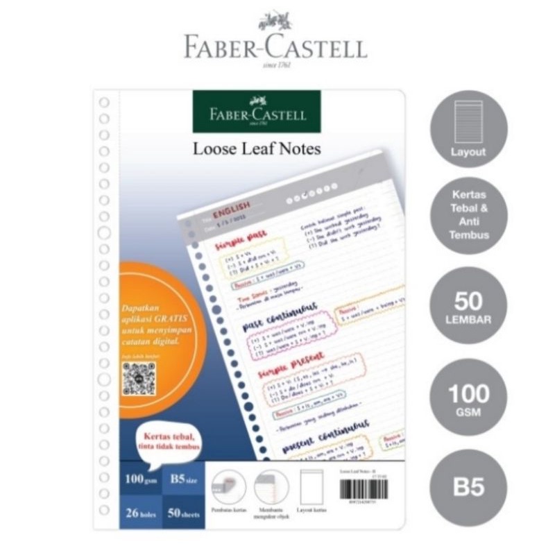 

Faber-Castell kertas loose leaf digital B5 isi 50 lembar