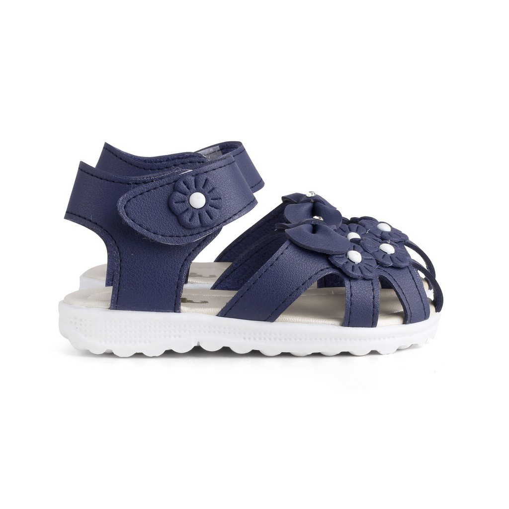 sandal anak perempuan aksesoris bunga navy RLB