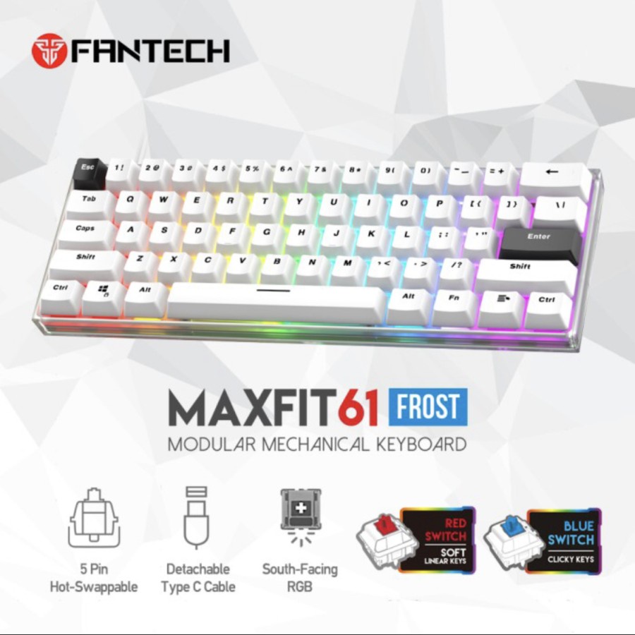 Fantech Maxfit61 FROST Mechanical Gaming Keyboard 60% MK857 Maxfit 61