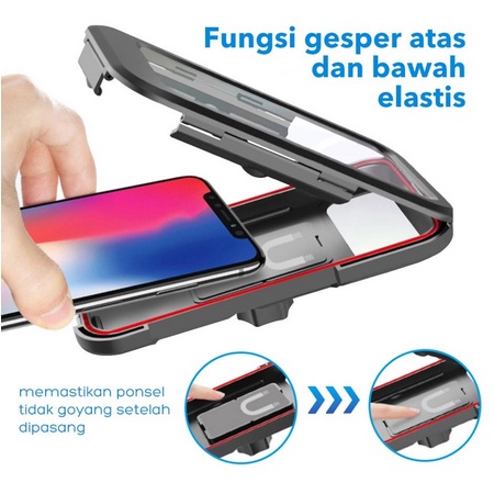 HM18 Holder Motor Waterproof Univesal Phone Holder Rotasi 360 Magnetic Spring Base