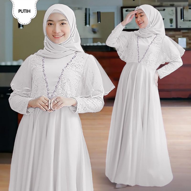 Gamis Maxi Brokat BALQUIS JC / Gamis Tile kombi Brokat dan furing