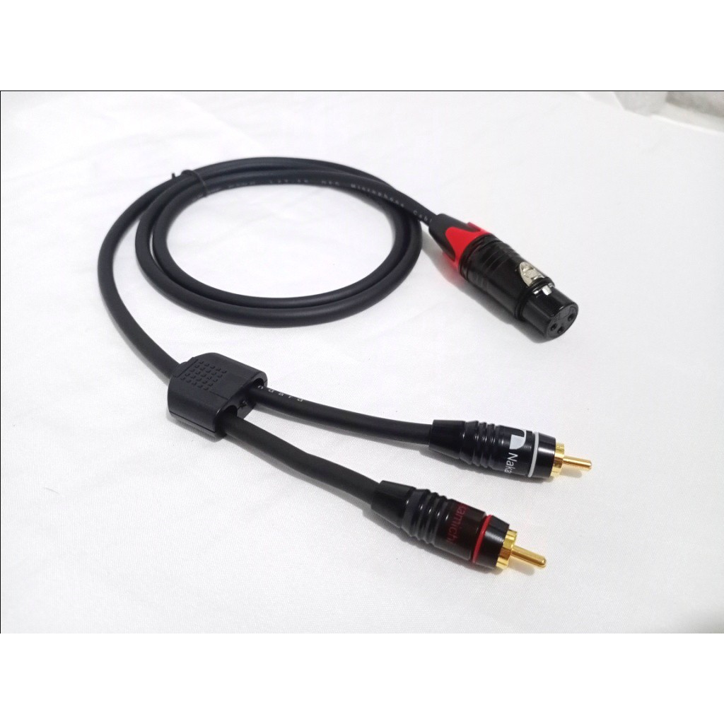 KABEL CANON XLR FEMALE KE RCA 2 CABANG JACK BLACK 14-16 METER