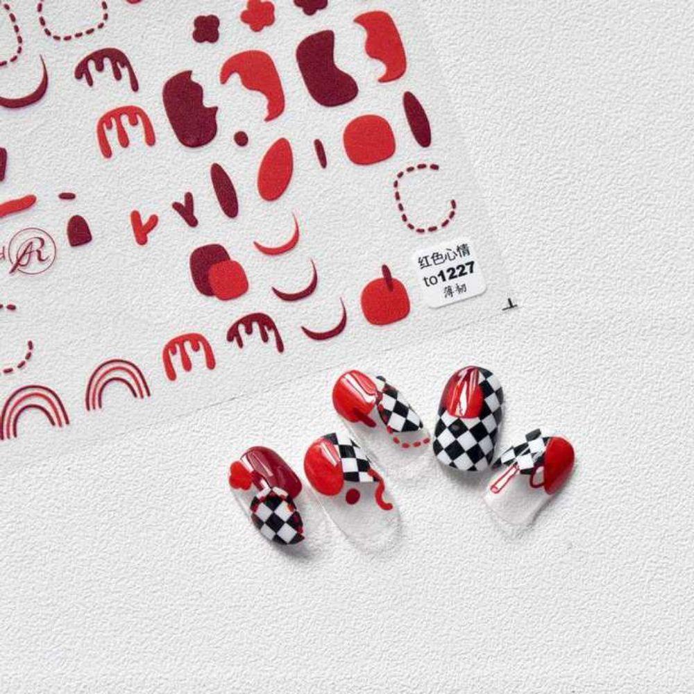 Mxbeauty Stiker Kuku Motif Hati 5D Untuk Dekorasi Nail Art DIY