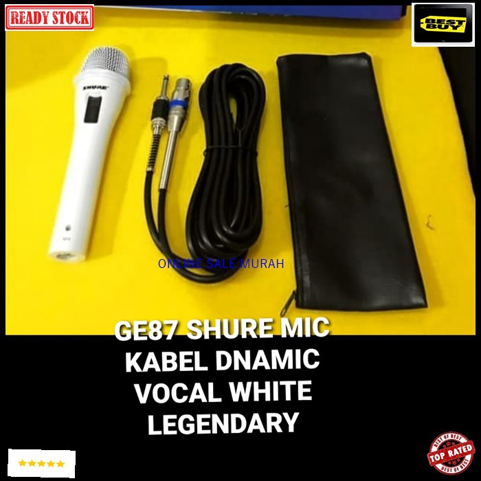 G87 SHURE legendary Mic kabel Microphone cable mik karaoke vocal vokal audio sound system pengeras suara pro profesional mikrophone dynamic legendaris white putih musik G87   BISA SEGALA JENIS AUDIO SYSTEM  TERBUAT DARI BESI METAL  Langsung nyala tanpa ba