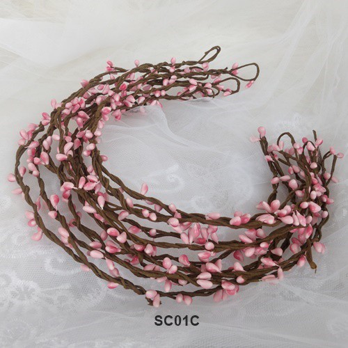 [BISA COD] AKSESORIS WEDDING HEADPIECE PENGANTIN SIMPLE FLOWER CROWN PINK SC01C