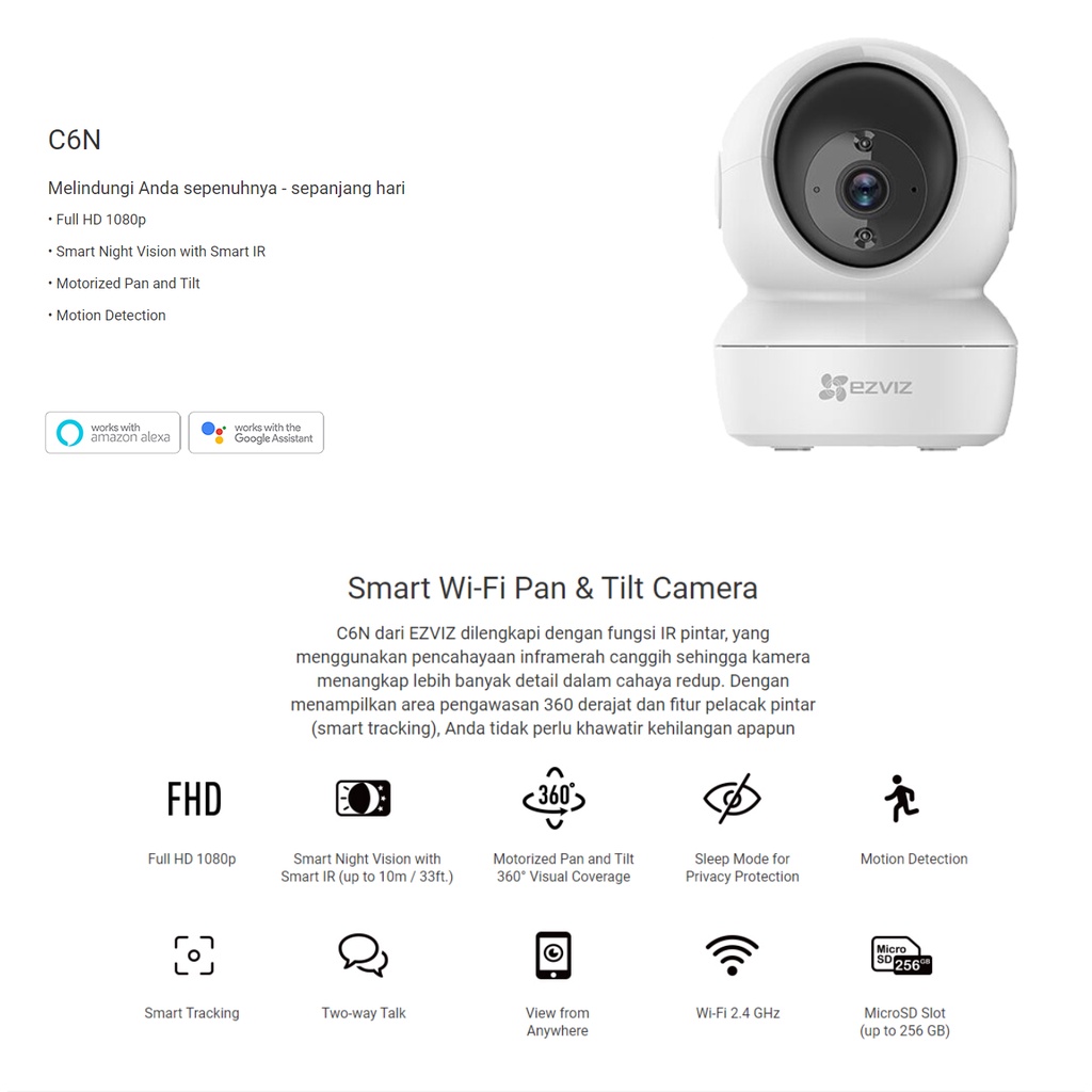 Ezviz C6N Smart IP Cam Wifi Pan Tilt Camera 1080p H265