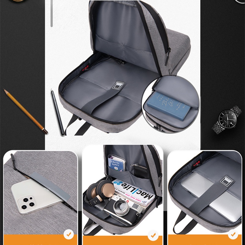 Bopai Tas Punggung Ransel Pria USB Charger Backpack Kuliah Fashion t Ransel Laptop Kerja Tas Sekolah Anti Air TR208