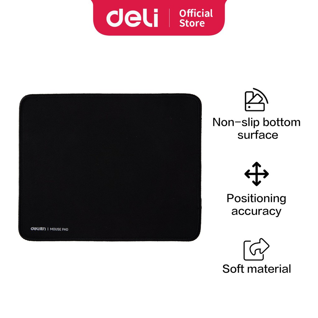 Deli Mouse Pad Mousepad Komputer 250*200*3mm Polos dan Bergambar 83001 33188-Polos Hitam