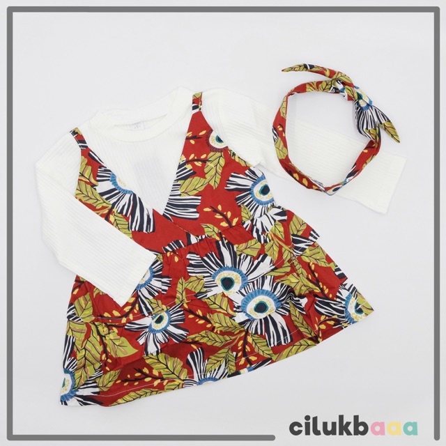 Dress Bayi & Anak Bondu Bunga Merah