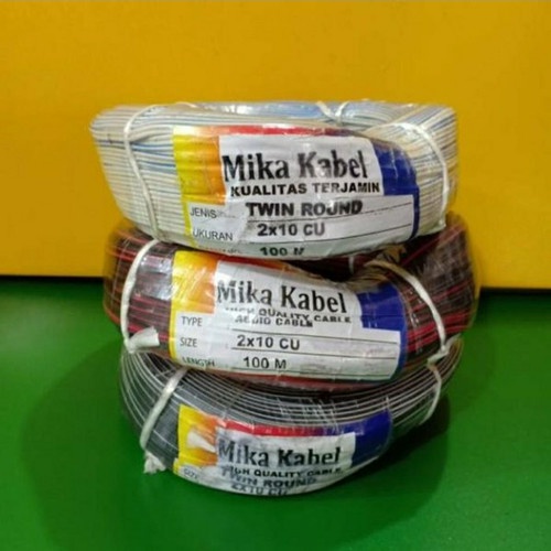 Kabel MIKA Isi 2x10 CU Kabel Listrik Tembaga / Kabel Listrik Instalasi Audio Serabut Panjang 100 Meter