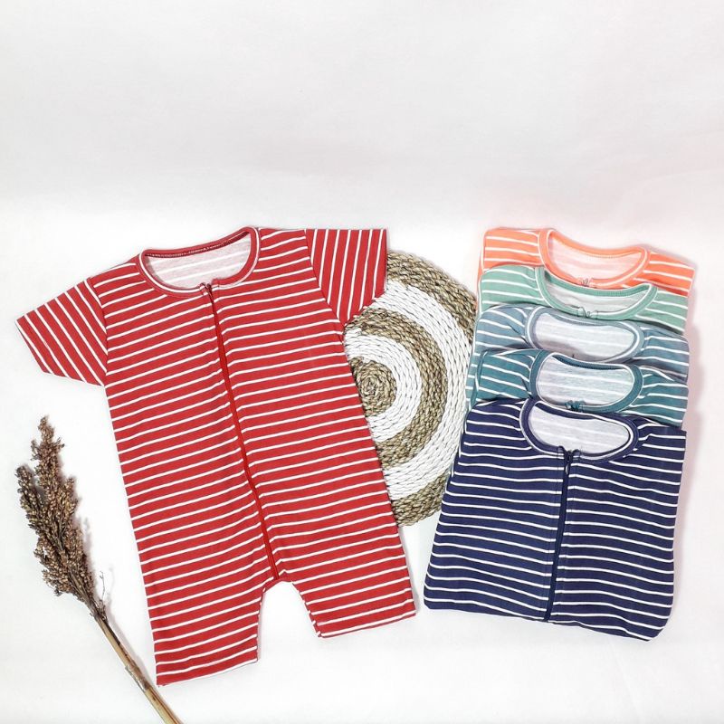 Pakaian bayi romper nia motif salur stripy-jumper bayi