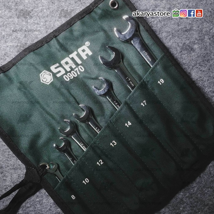 SATA 09070 7pc Set Kunci Ring Pas Metric Combination Wrench Set