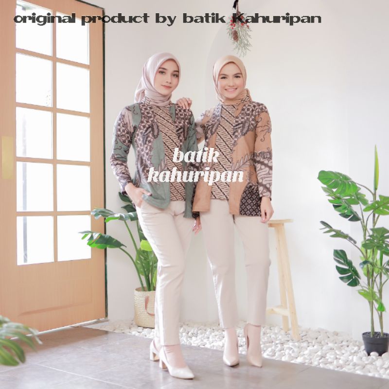 batik wanita lengan panjang batik kerja kantor motif sekar jagad by batik kahuripan