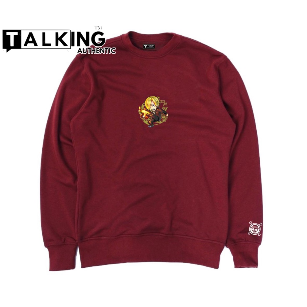 TALKING Crewneck Pria Wanita Sweater Sweatshirt Maroon