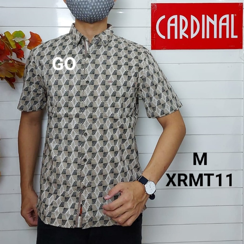 gof M CARDINAL KEMEJA CASUAL Pakaian Atasan Pria Kemeja Reguler Hem Casual Santai Lengan Pendek