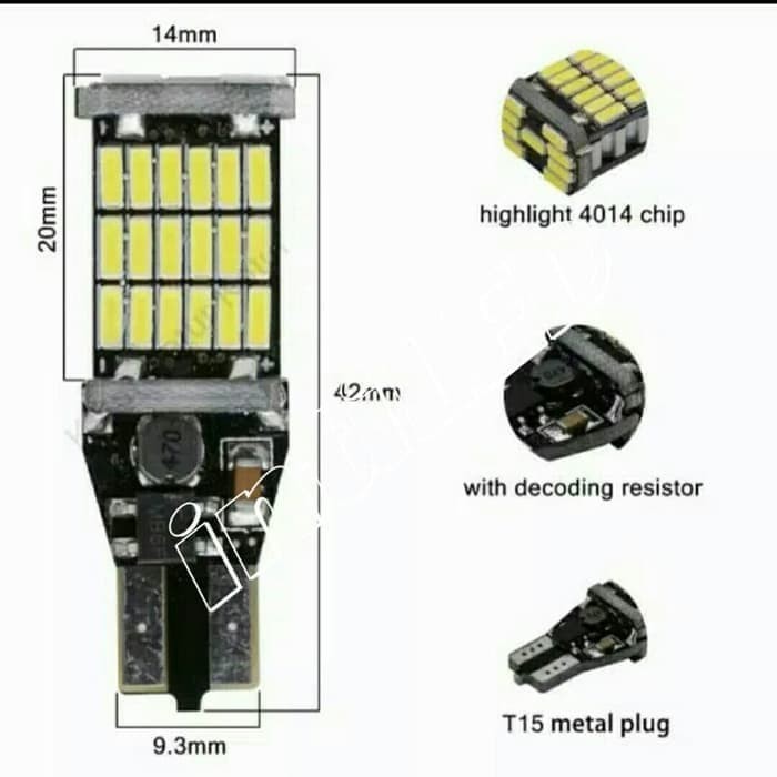 Lampu Led Mundur T10 T15 45 LED Canbus Super Terang