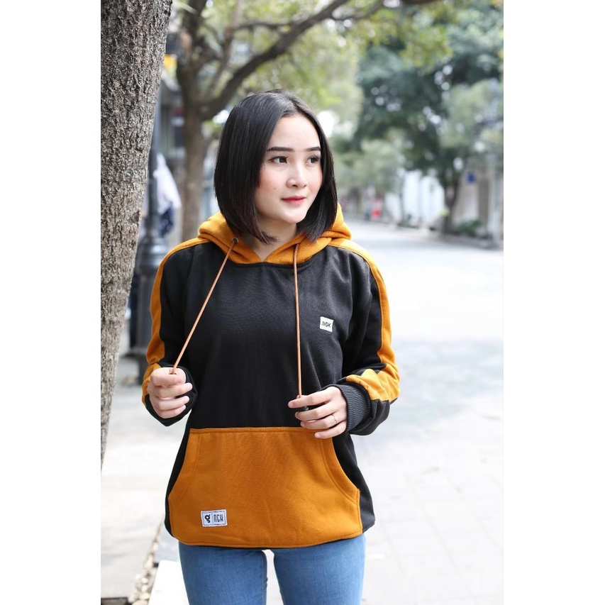 Mecca_shop24/Sweater Hoodie Fleece Kombi Black Yellow/Sweater Hoodie Cewek Terbaru