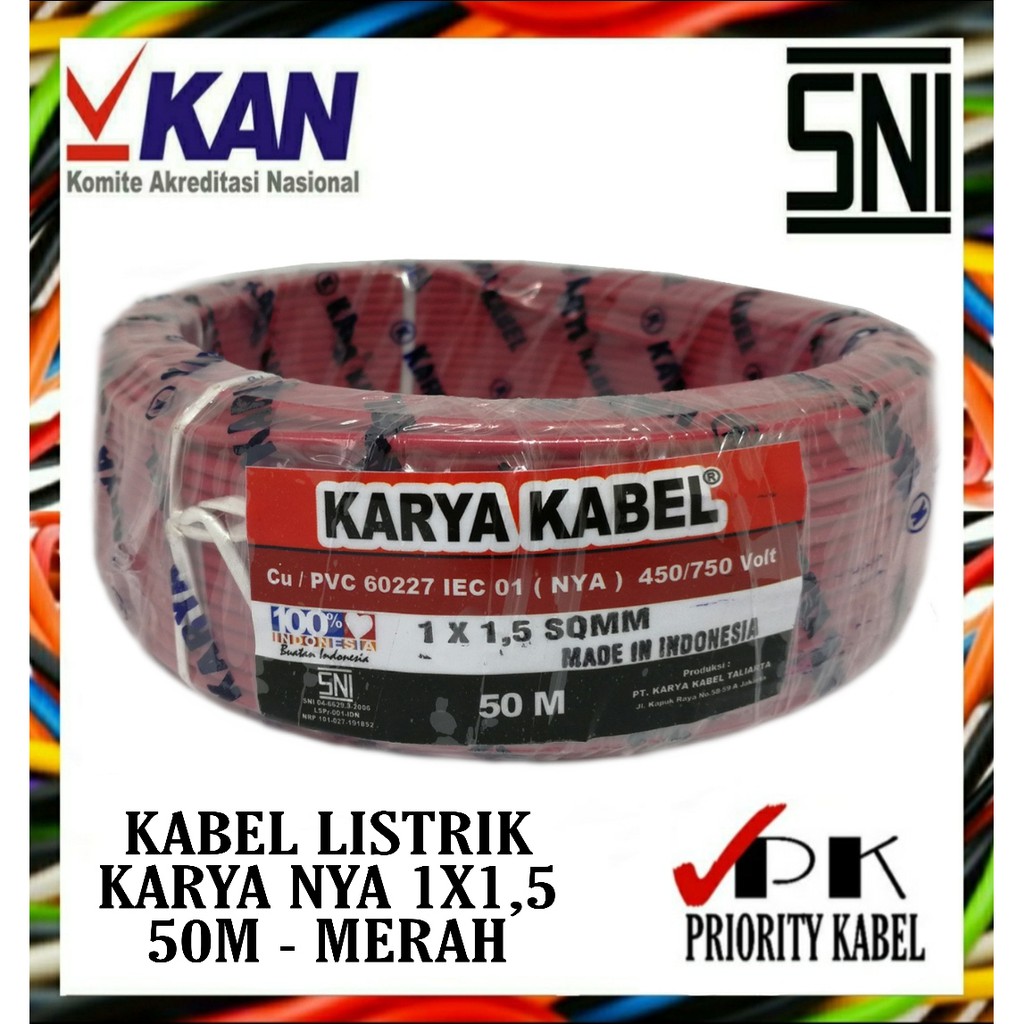 Kabel Listrik Kawat KARYA NYA 1x1,5 1x1.5 50meter