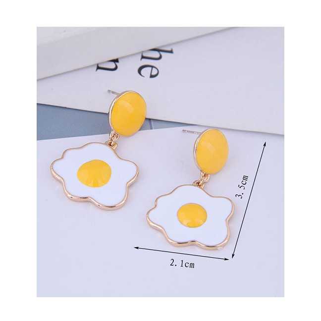 LRC Anting Tusuk Fashion Yellow Fried Egg Ear Studs A60205