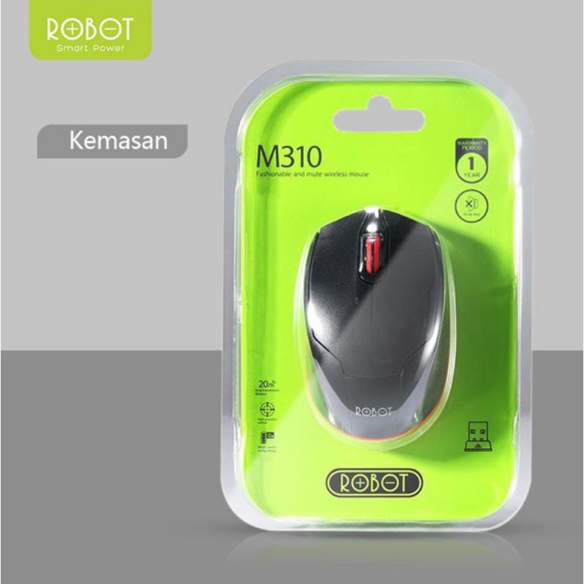 ROBOT M310 Wireless 2.4 GHz Optical Mouse ORIGINAL garansi resmi 1year