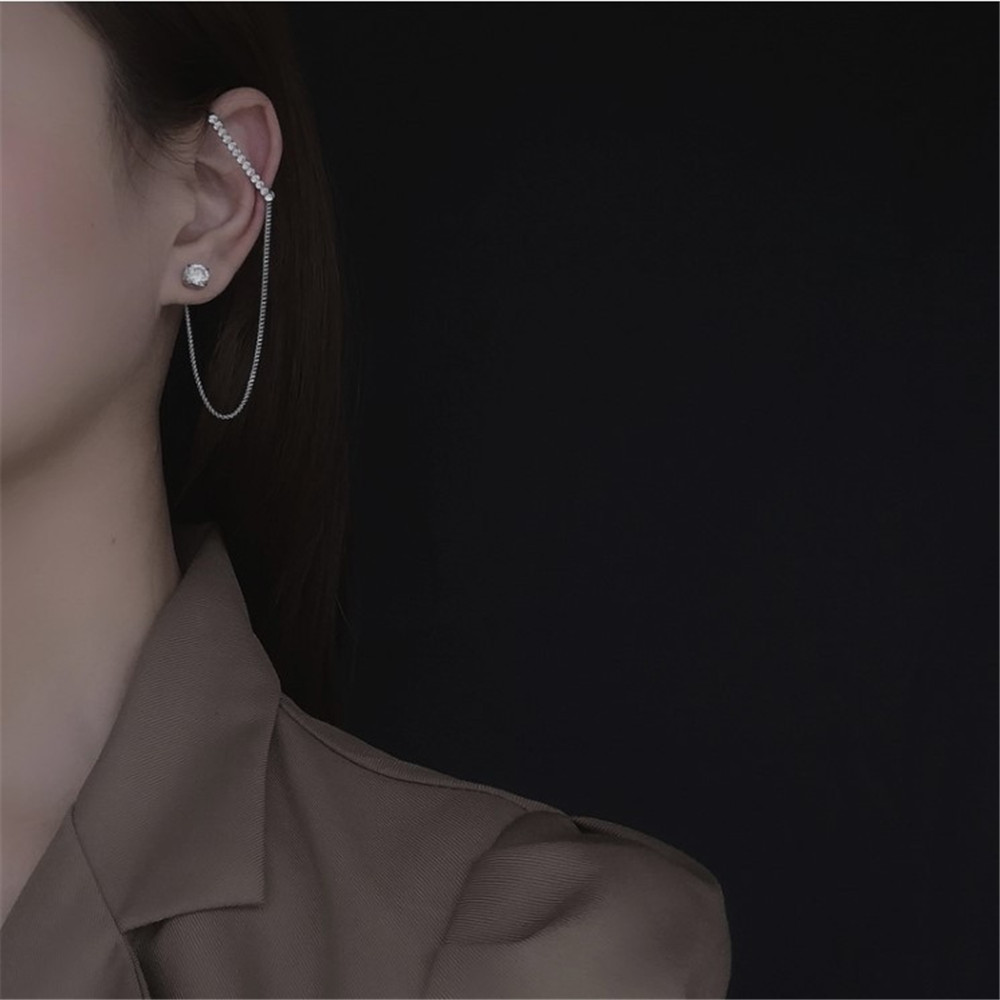 【COD Tangding】Earring with Chain New Fahion Korea Womne Girl Party Accessories