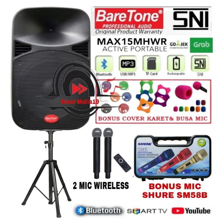 Baretone MAX15MHWR Speaker Aktif Portable 15 inch Kualitas Terbaik