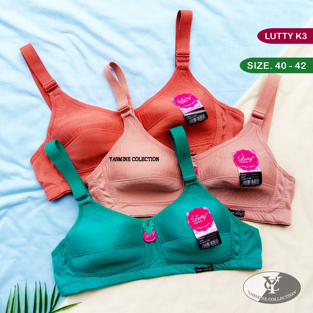 BH Sport Lutty KANCING 3 | Bra Tanpa Busa Tanpa Kawat Jumbo