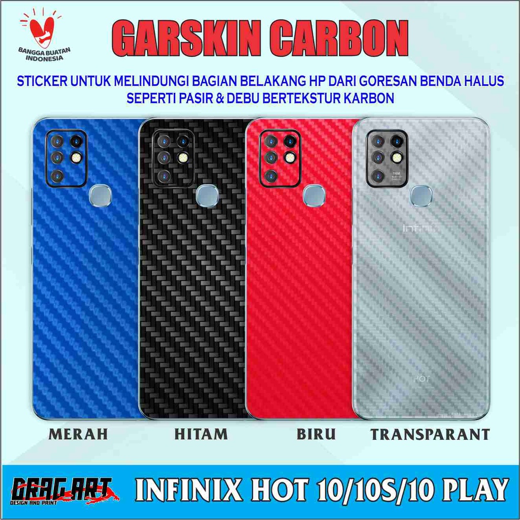 Stiker Garskin Skin Karbon Carbon HP Infinix Hot10 / Hot 10s / Hot 10 Play