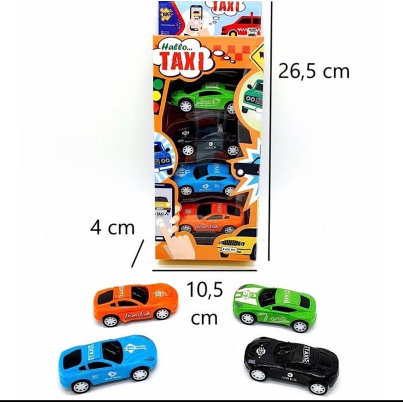 mainan mobil set isi 4 hallo taxi tax mainan mobil mobilan taxi set tax cars kid toy