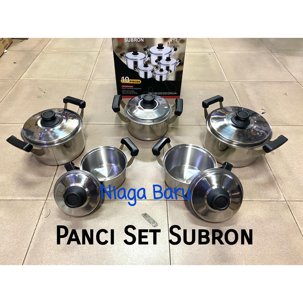 Panci Stock Pot Set 10 Pcs Stainless Steel Subron
