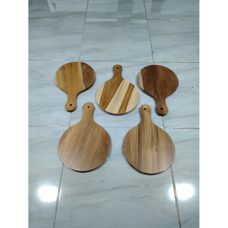 Talenan Kayu Jati Diameter 25 cm / Wooden Cutting Board / Talenan Pizza