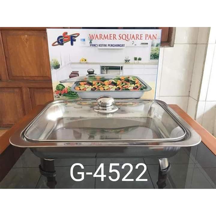 WADAH SAJI PRASMANAN TEMPAT PRASMANAN FAST FOOD DISH WARMER SQUARE PAN TUTUP KACA GSF 4622