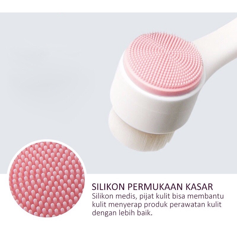 OliveShop ❤️ Facial Brush Spon Sikat Pencuci Pembersih Wajah Muka Dua Sisi