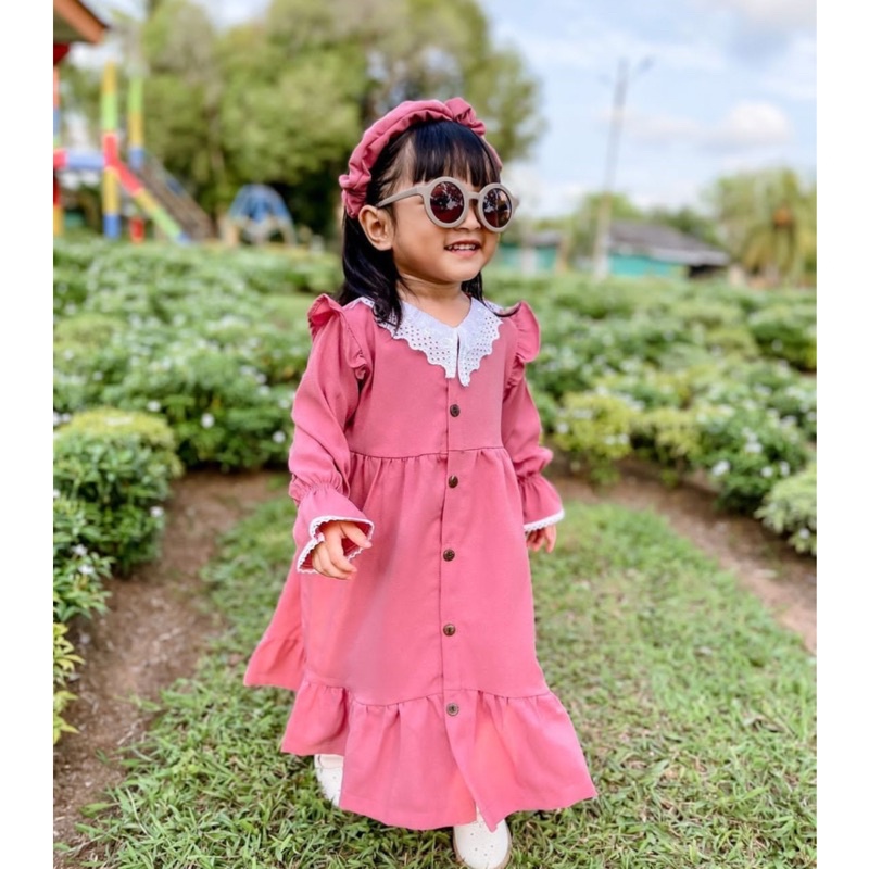 Rayna Dress Tunik Anak Perempuan Free Bandana