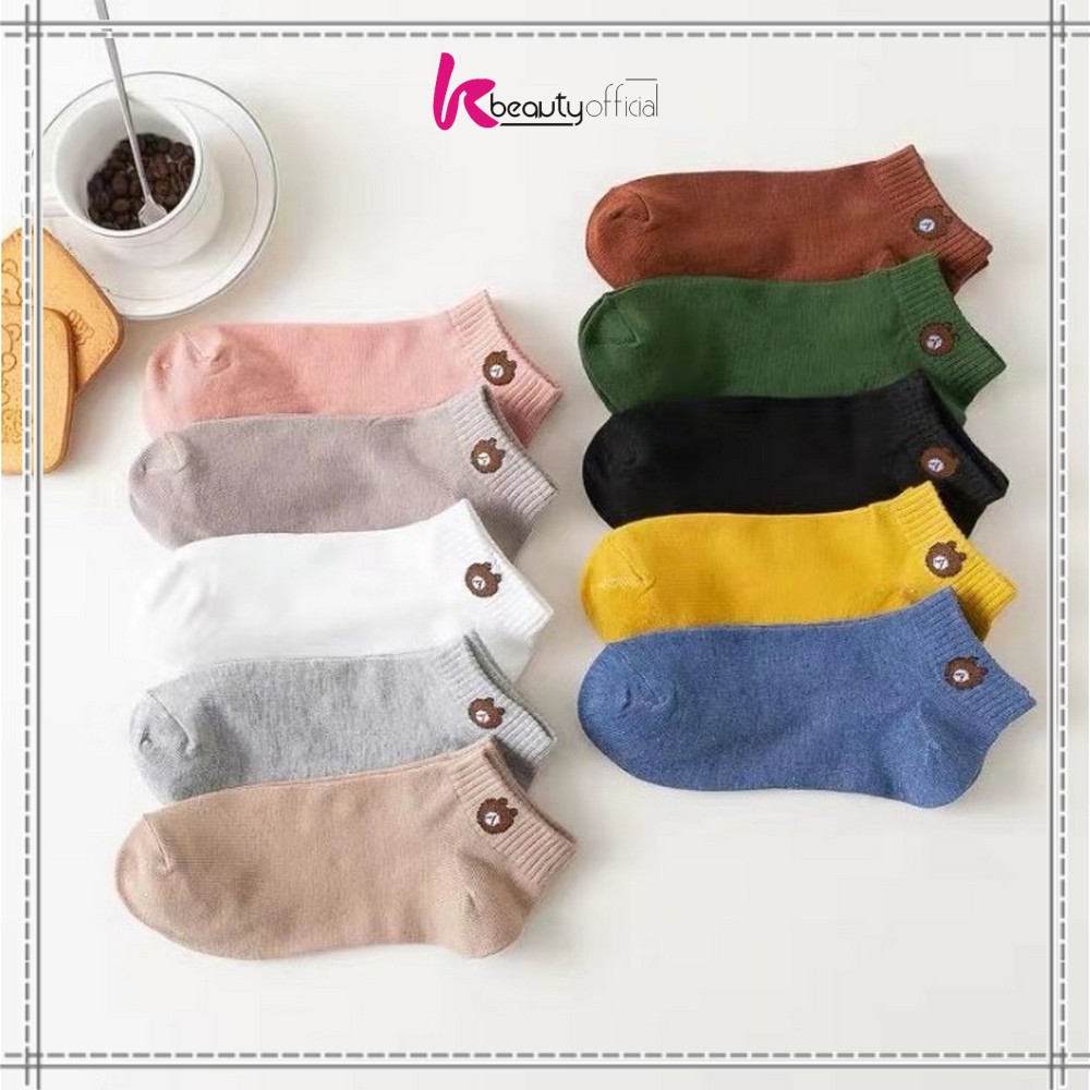 KB-P32-33 Kaos Kaki Dewasa Pendek Kaus Kaki Wanita Pria Motif Brown / Kaos Kaki Ankle Korea Daisy-8