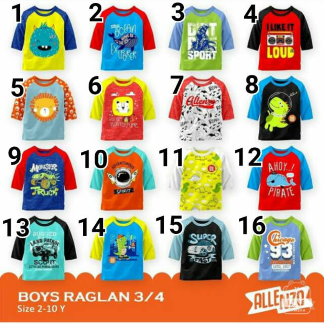 Kaos anak raglan allenzo murah