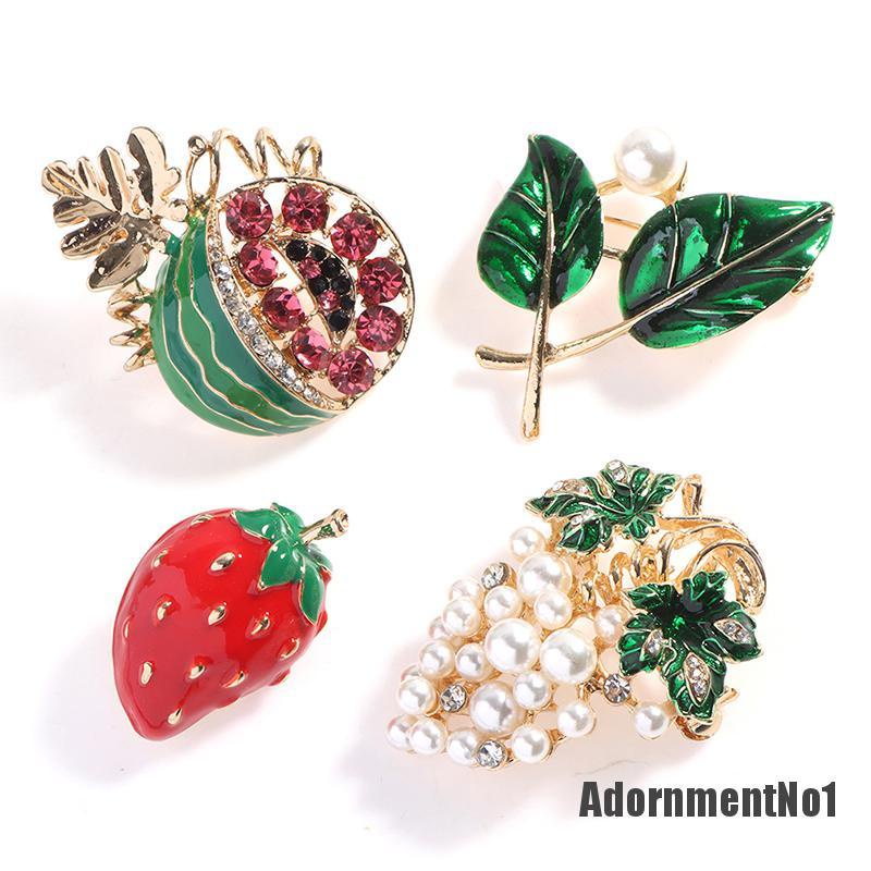 (Adornmentno1) 1pc Bros Pin Bentuk Buah Aksen Mutiara Imitasi Bahan Alloy Untuk Wanita