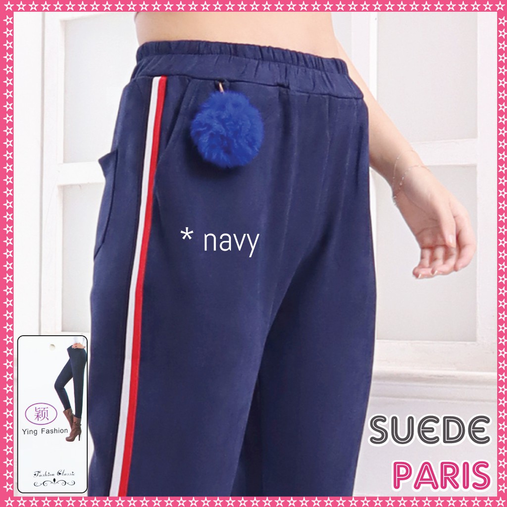 Celana Suede Pensil PARIS all size fits to XL / Suede Panjang Wanita import / Jogger Suede