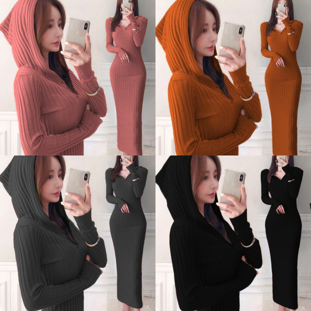 LONGDRESS HOODIE HUDI / DRESS / RAJUT WANITA PEREMPUAN CEWEK
