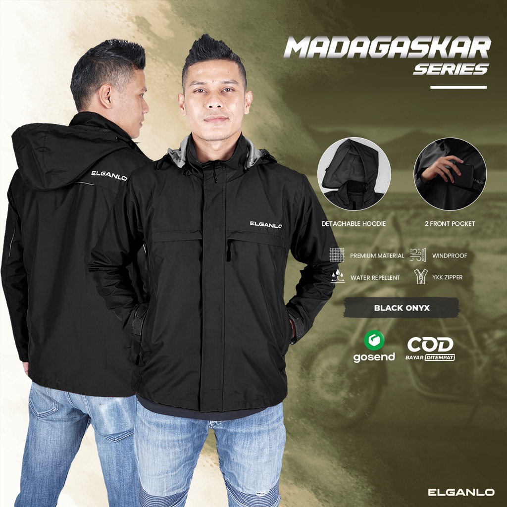 Jaket Motor Harian Pria ELGANLO MADAGASKAR series - Jacket Hoodie Parasut Touring Balap Racing Distr