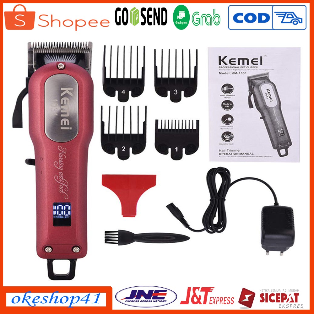 Kemei Mesin Cukur Rambut KM-1031 Cordless Rechargeable Hair Clipper