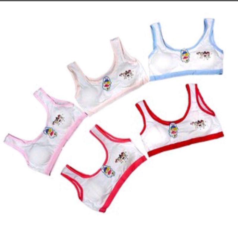 Miniset Busa Anak ABG Perempuan/ Miniset Cup Bra Karakter Tali Besar (busa bisa di lepas)