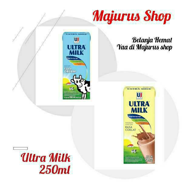 Susu UHT Ultra Milk 250ml – 1 Dus (24 pcs) | Fullcream / Coklat / Stroberi