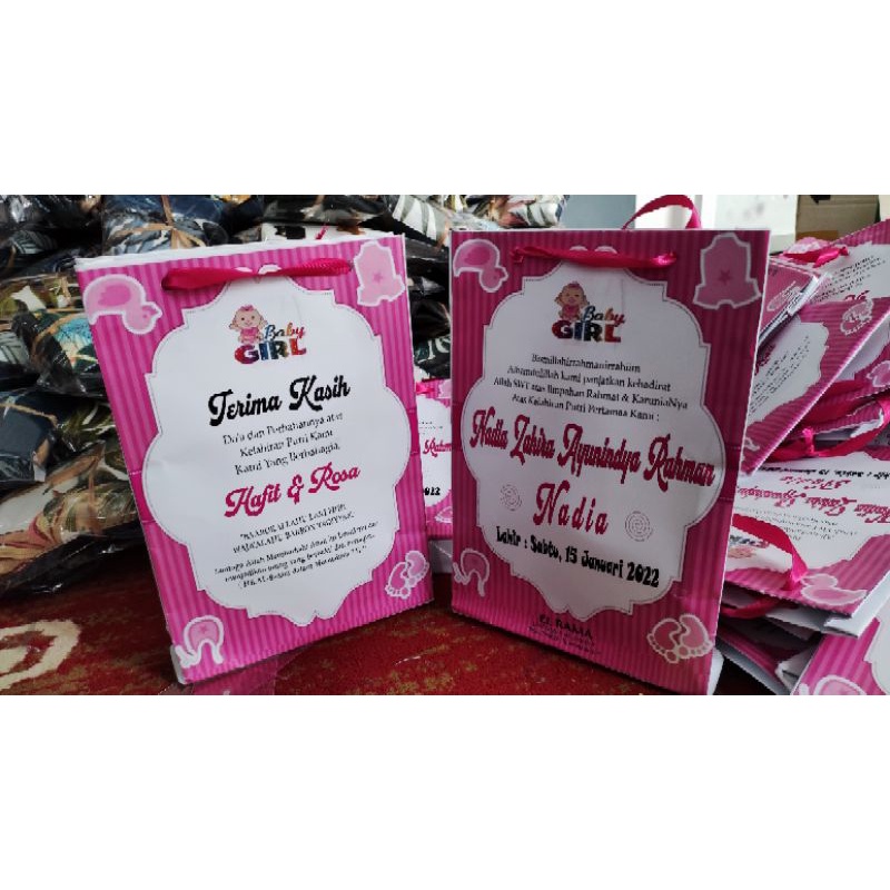 Paper bag Custom Kertas Berkat Souvenir Lahiran Kado Pernikahan Siraman Khitanan Paper bag murah