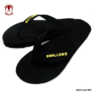 Sendal Jepit Swallow Black Pearl M01 (All Black) - Sandal Japit M01 Swallow Hitam Aksen warna GOLD [SWLTRAD 01 A]